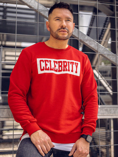 Bolf Herren Sweatshirt mit Motiv ohne  Kapuze Rot  11115A