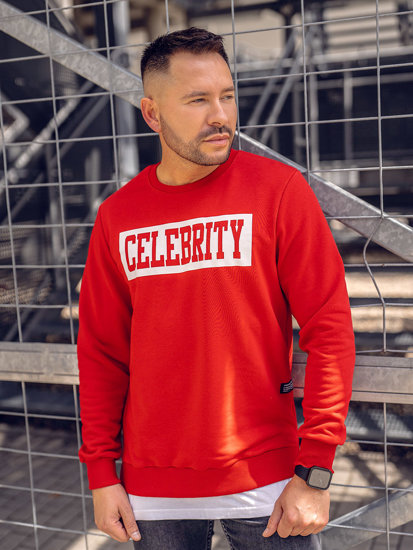 Bolf Herren Sweatshirt mit Motiv ohne  Kapuze Rot  11115A