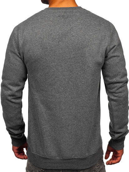 Bolf Herren Sweatshirt mit Motiv ohne Kapuze Schwarzgrau  MF2019