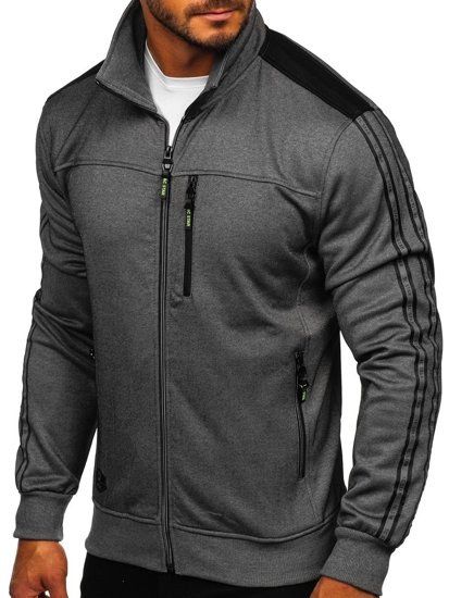 Bolf Herren Sweatshirt mit Reißverschluss Grau  TC987