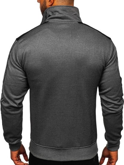 Bolf Herren Sweatshirt mit Reißverschluss Grau  TC987