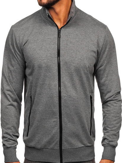 Bolf Herren Sweatshirt mit Stehkragen und Reißverschluss Anthrazit  B230