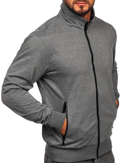 Bolf Herren Sweatshirt mit Stehkragen und Reißverschluss Anthrazit  B230