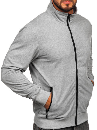 Bolf Herren Sweatshirt mit Stehkragen und Reißverschluss Grau B229