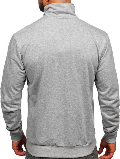 Bolf Herren Sweatshirt mit Stehkragen und Reißverschluss Grau B229