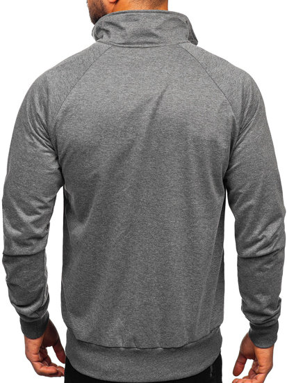 Bolf Herren Sweatshirt mit Stehkragen und Reißverschluss Schwarzgrau  B062