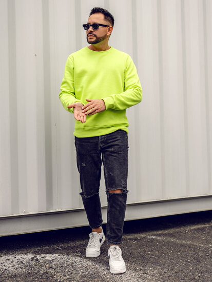 Bolf Herren Sweatshirt ohne Kapuze Grün-Neon  2001A