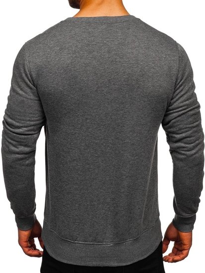 Bolf Herren Sweatshirt ohne Kapuze Schwarzgrau-Gelb  2021