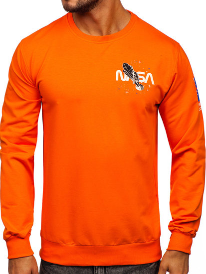 Bolf Herren Sweatshirt ohne Kapuze mit Motiv Orange  6476