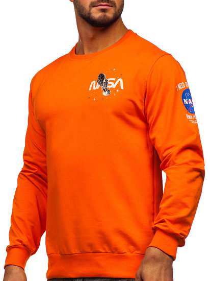 Bolf Herren Sweatshirt ohne Kapuze mit Motiv Orange  6476