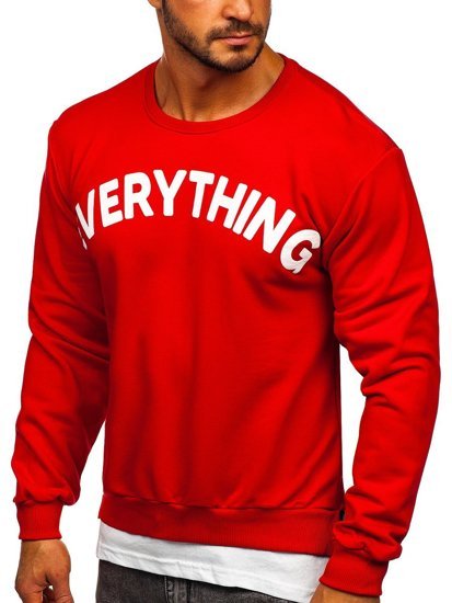 Bolf Herren Sweatshirt ohne Kapuze mit Motiv Rot  181905