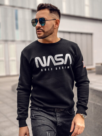 Bolf Herren Sweatshirt ohne Kapuze mit Motiv Schwarz 146955A