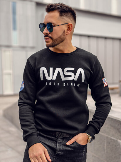 Bolf Herren Sweatshirt ohne Kapuze mit Motiv Schwarz 146955A