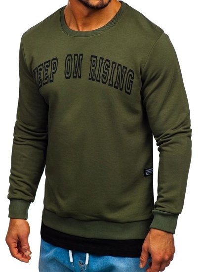 Bolf Herren Swetashirt ohne Kapuze mit Motiv Khaki  11114