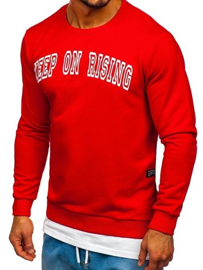 Bolf Herren Swetashirt ohne Kapuze mit Motiv Rot  11114