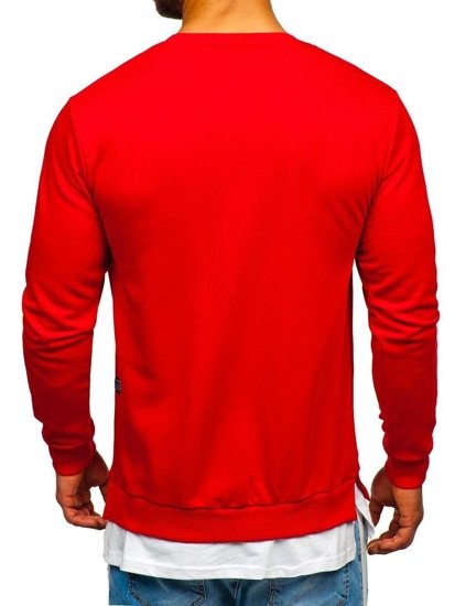 Bolf Herren Swetashirt ohne Kapuze mit Motiv Rot  11114