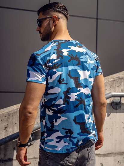 Bolf Herren T-Shirt Camo Azurblau  S807A1