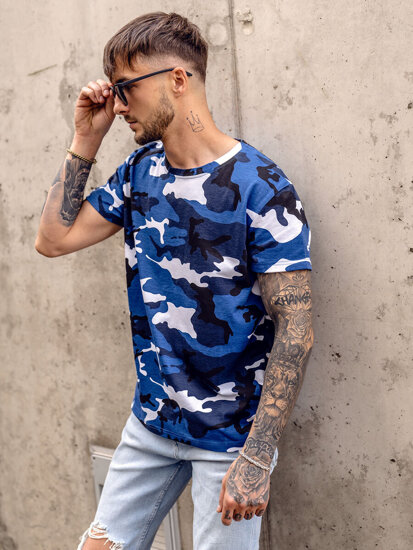 Bolf Herren T-Shirt Camo Blau  S807A1