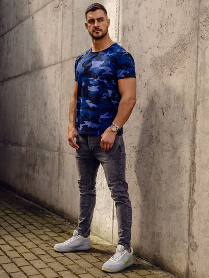 Bolf Herren T-Shirt Camo Dunkalblau  S807A1