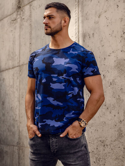 Bolf Herren T-Shirt Camo Dunkalblau  S807A1