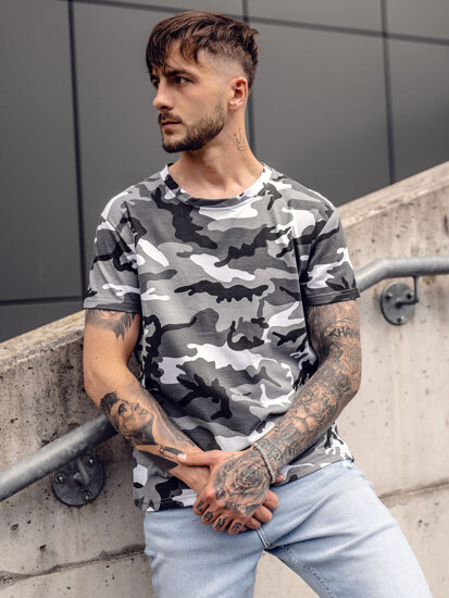 Bolf Herren T-Shirt Camo Grau  S807A1