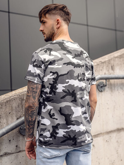 Bolf Herren T-Shirt Camo Grau  S807A1