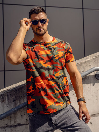 Bolf Herren T-Shirt Camo Grün-Orange S807A1