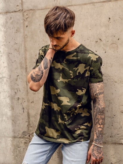 Bolf Herren T-Shirt Camo Khaki  S807A1