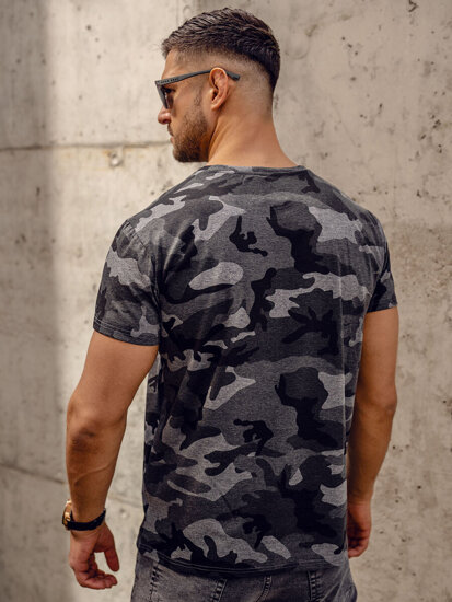 Bolf Herren T-Shirt Camo Schwarzgrau  S807A1