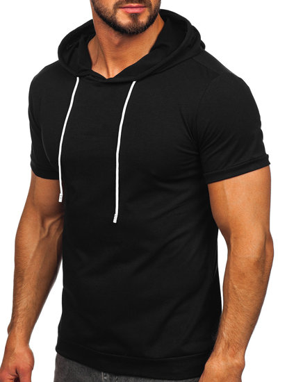 Bolf Herren T-Shirt Uni mit Kapuze Schwarz  8T955