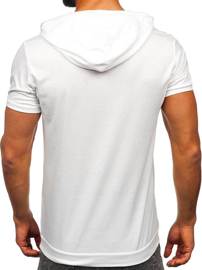 Bolf Herren T-Shirt Uni mit Kapuze Weiß  8T955