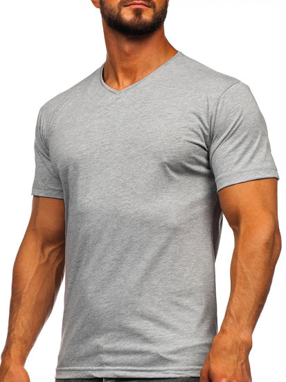 Bolf Herren T-Shirt Uni mit V-Ausschnitt Grau  192131