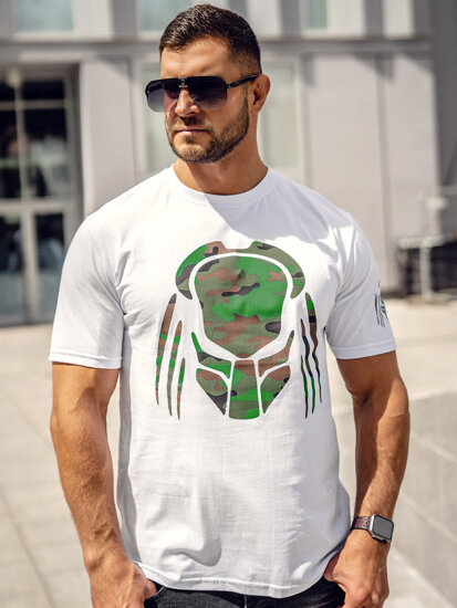 Bolf Herren T-Shirt mit Applikationen Weiß  192379A