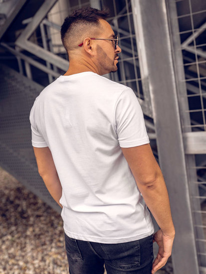 Bolf Herren T-Shirt mit Applikationen Weiß  2352A