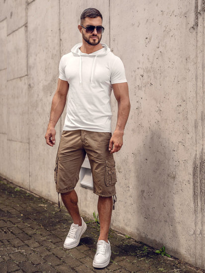 Bolf Herren T-Shirt mit Kapuze Weiß  8T89A