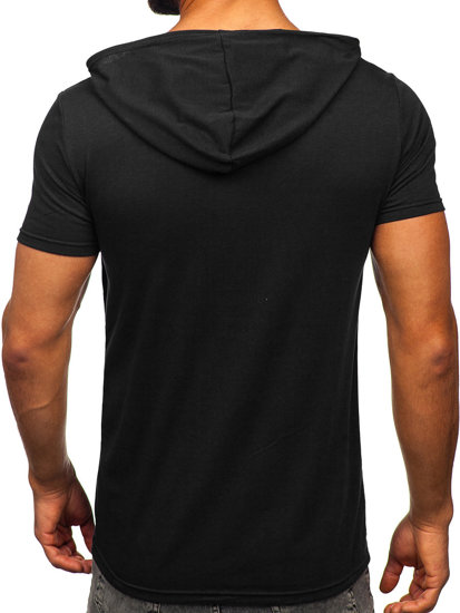 Bolf Herren T-Shirt mit Kapuze mit Motiv Schwarz  8T978