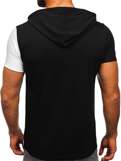 Bolf Herren T-Shirt mit Kapuze mit Motiv Schwarz-Weiß 8T981