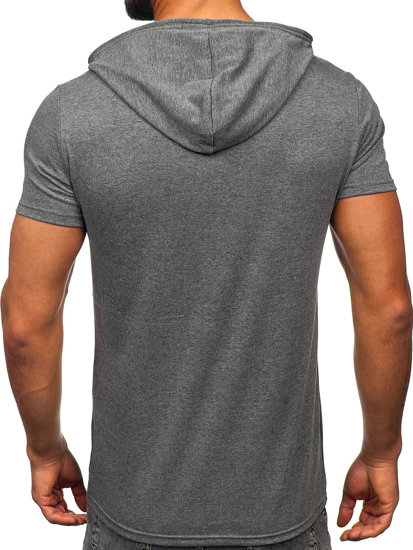 Bolf Herren T-Shirt mit Kapuze mit Motiv Schwarzgrau  8T978