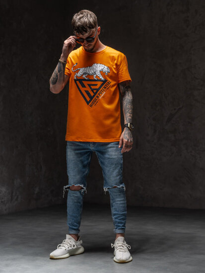 Bolf Herren T-Shirt mit Moiv Orange  Y70013