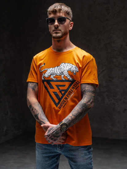 Bolf Herren T-Shirt mit Moiv Orange  Y70013