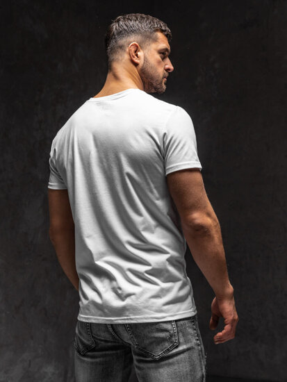 Bolf Herren T-Shirt mit Moiv Weiß  Y70013