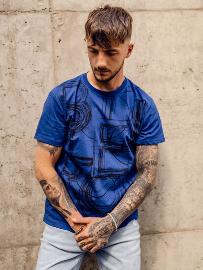 Bolf Herren T-Shirt mit Motiv Blau KS2525T