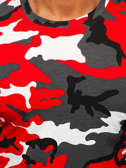 Bolf Herren T-Shirt mit Motiv Camo Rot  8T233