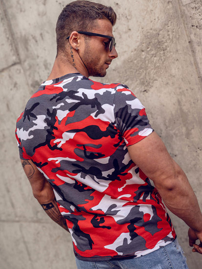 Bolf Herren T-Shirt mit Motiv Camo Rot  8T233A