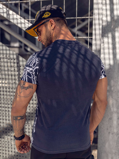 Bolf Herren T-Shirt mit Motiv Dunkelblau  8T953