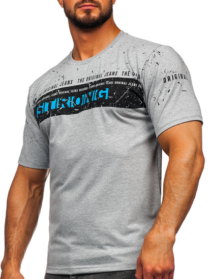 Bolf Herren T-Shirt mit Motiv Grau  14204