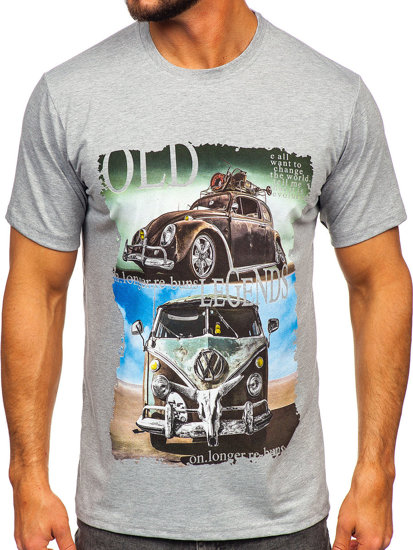 Bolf Herren T-Shirt mit Motiv Grau  14496