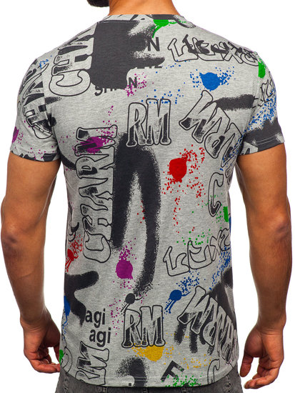 Bolf Herren T-Shirt mit Motiv Grau  8T967