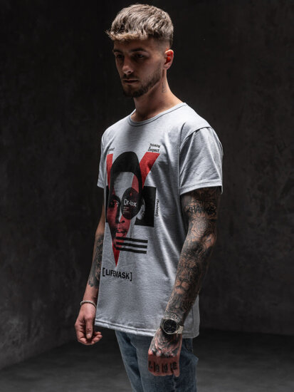 Bolf Herren T-Shirt mit Motiv Grau  KS2552