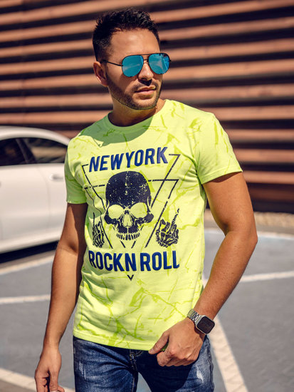 Bolf Herren T-Shirt mit Motiv Grün-Neon  Y70030A